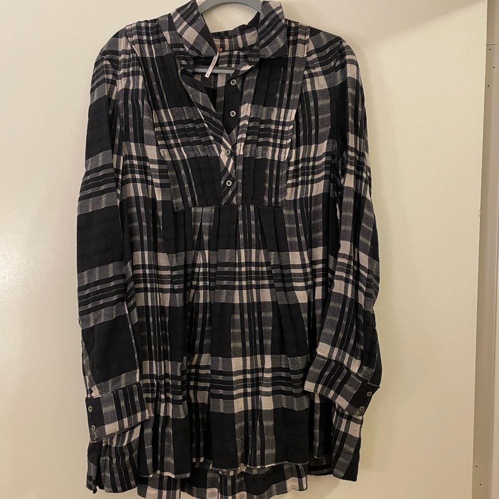 Women’s Free People Black/Tan Plaid Dress/Tunic